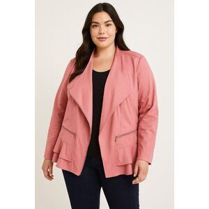 Lane Bryant Pink Ruffle Hem Draped Jacket Size 18